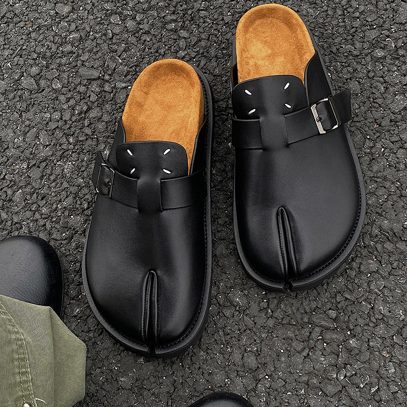 Men'S Shoes With Support - Men Split Toe Slippers Cow Leather