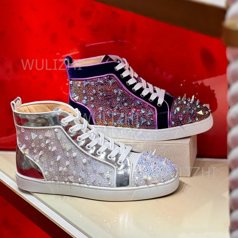 Men'S Shoes For Suits - Dark Purple Crystal Rivet Men Sneakers