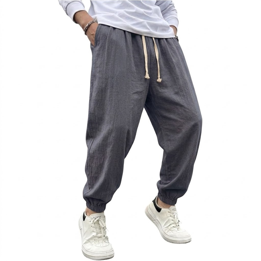 Mens Cotton Linen Harem Trouse - Men Shoes Joggers 评论和价格