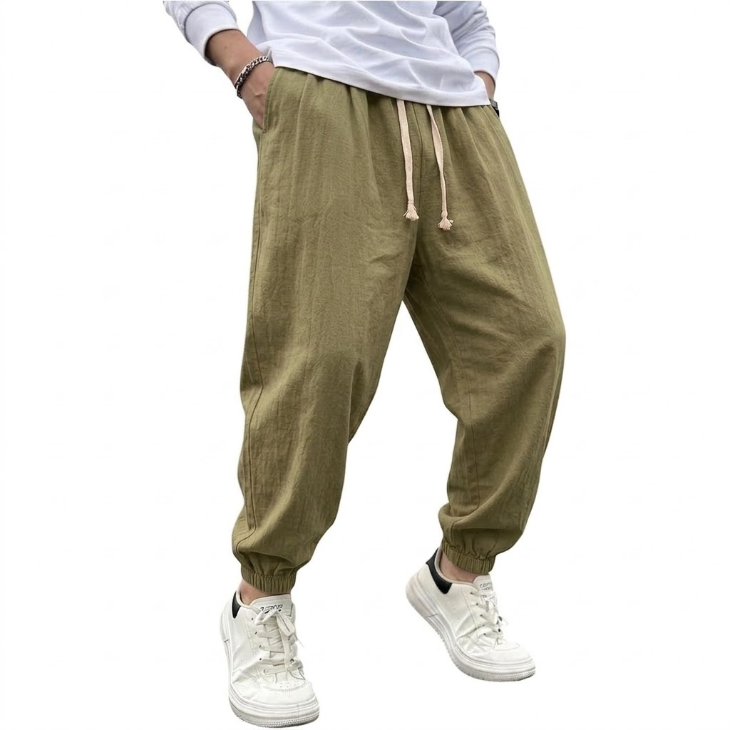 Mens Cotton Linen Harem Trouse - Men Shoes Joggers 评论和价格