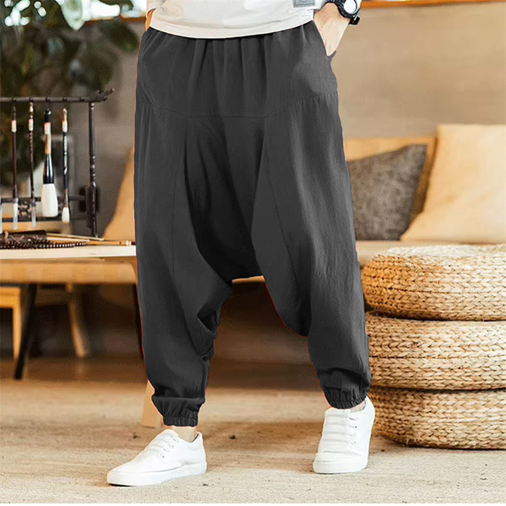 Men Cotton and Linen Pants Har - Men Shoes Joggers 评论和价格