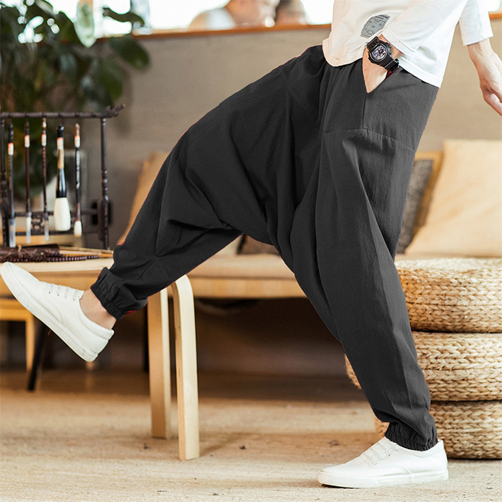 Men Cotton and Linen Pants Har - Men Shoes Joggers 评论和价格
