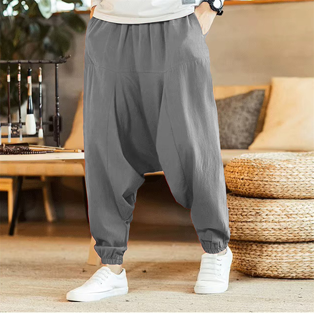 Men Cotton and Linen Pants Har - Men Shoes Joggers 评论和价格