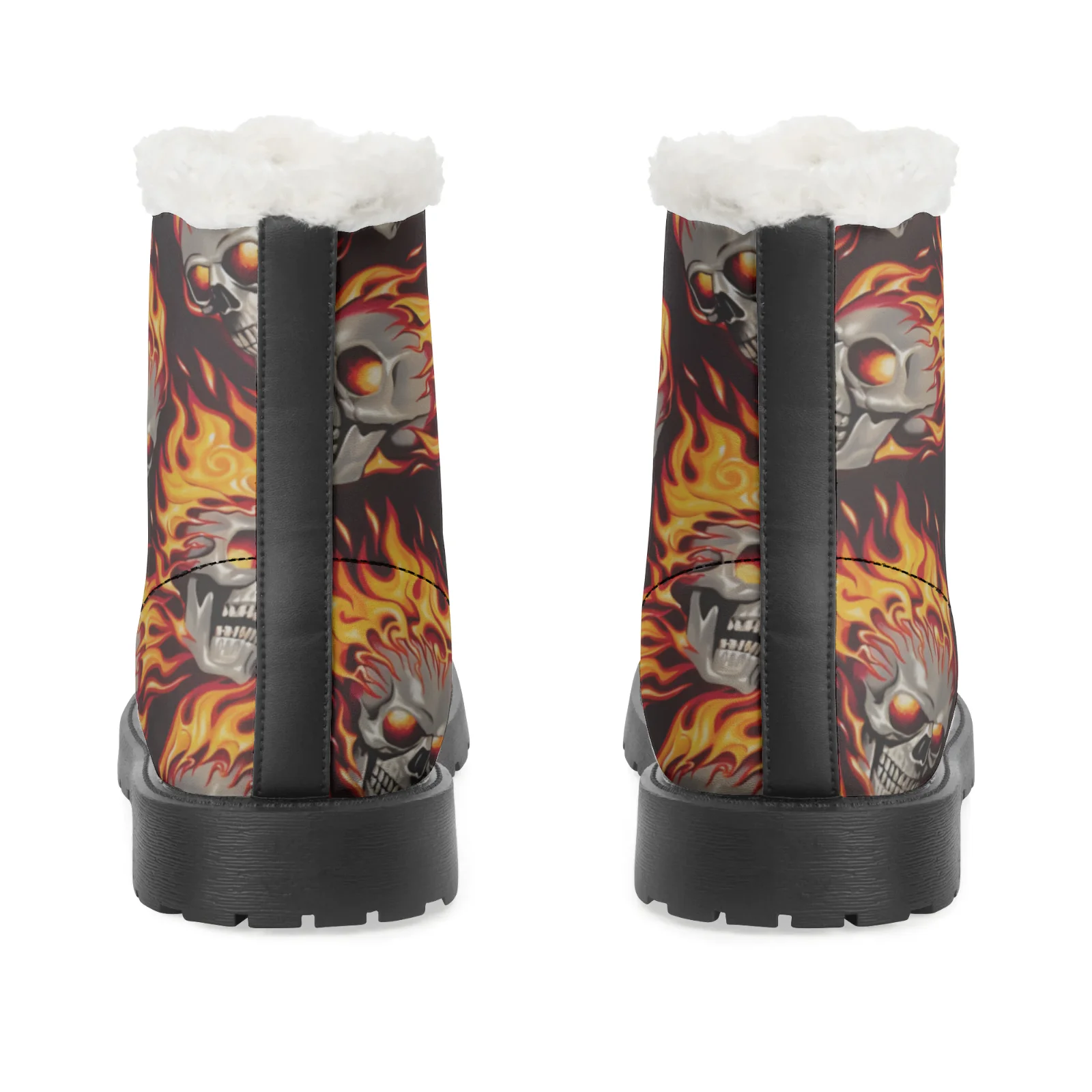 Fire Skull Patterns Snow Boots - Men Shoes Eu To Us Size 评论和价格