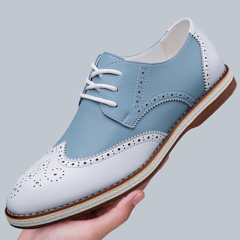 Mens White Blue Two Tone Brogu - Men'S Shoes Temu 评论和价格
