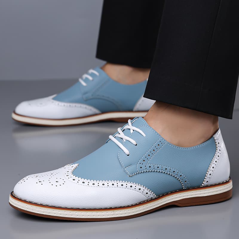 Mens White Blue Two Tone Brogu - Men'S Shoes Temu 评论和价格