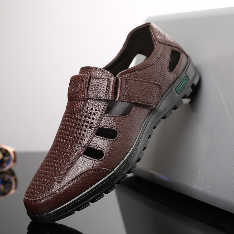 Men's Genuine Leather Sandals  - Men Shoes Eu To Us Size 评论和价格