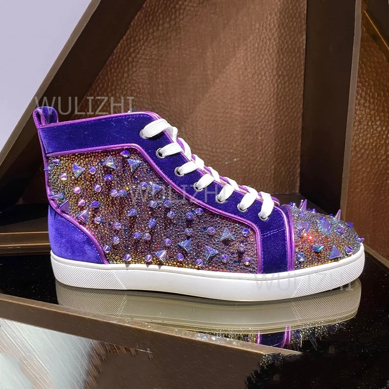 Dark Purple Crystal Rivet Men  - Men'S Shoes For Suits 评论和价格