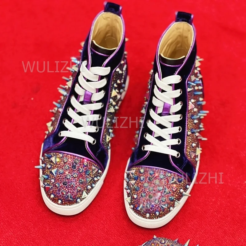 Dark Purple Crystal Rivet Men  - Men'S Shoes For Suits 评论和价格