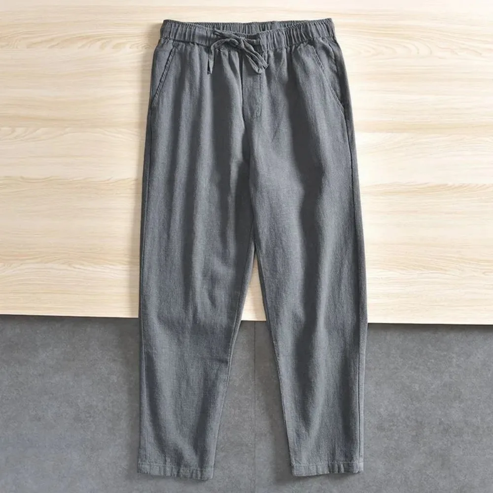 Men's Cotton Linen Casual Pant - Men Shoes Joggers 评论和价格
