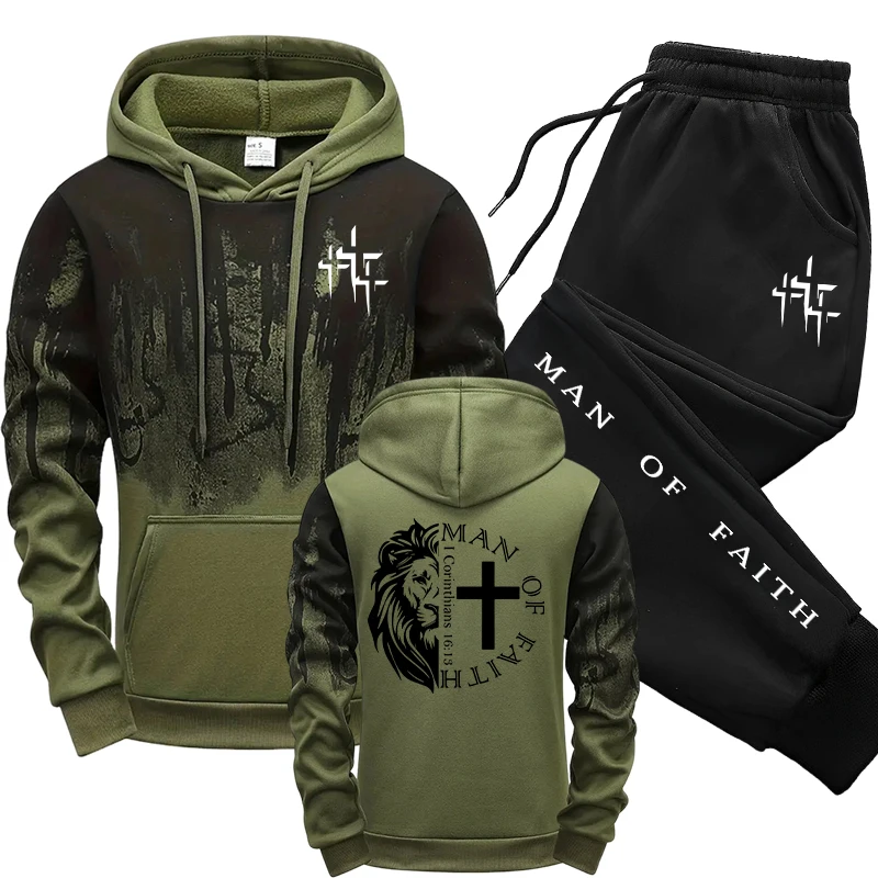 Man of Faith Pattern Men's Set - Men Shoes Joggers 评论和价格