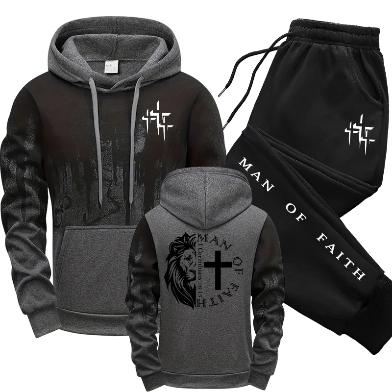 Man of Faith Pattern Men's Set - Men Shoes Joggers 评论和价格