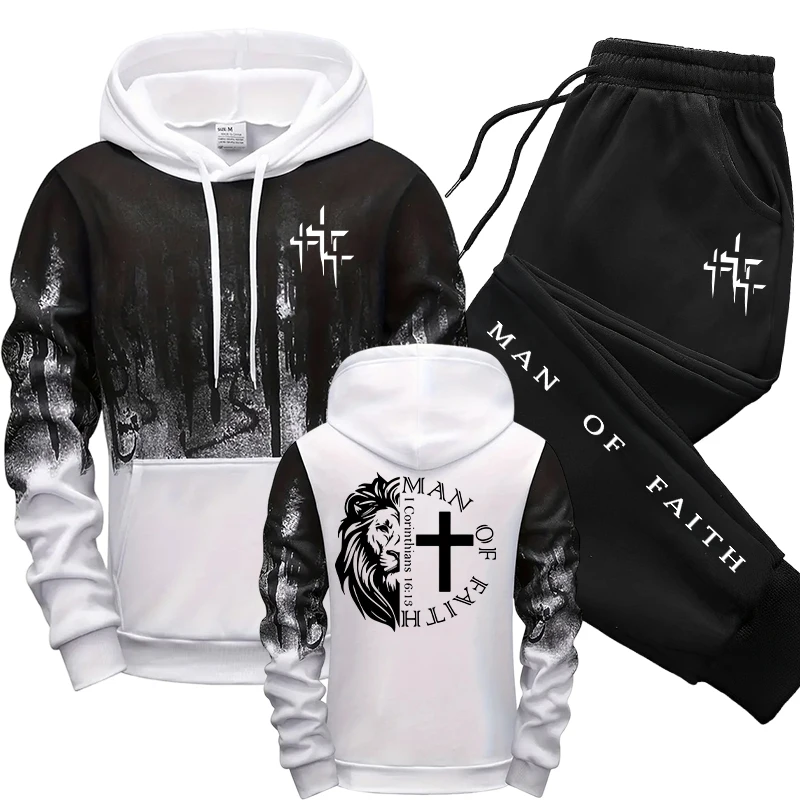Man of Faith Pattern Men's Set - Men Shoes Joggers 评论和价格