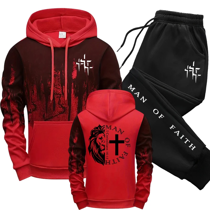 Man of Faith Pattern Men's Set - Men Shoes Joggers 评论和价格